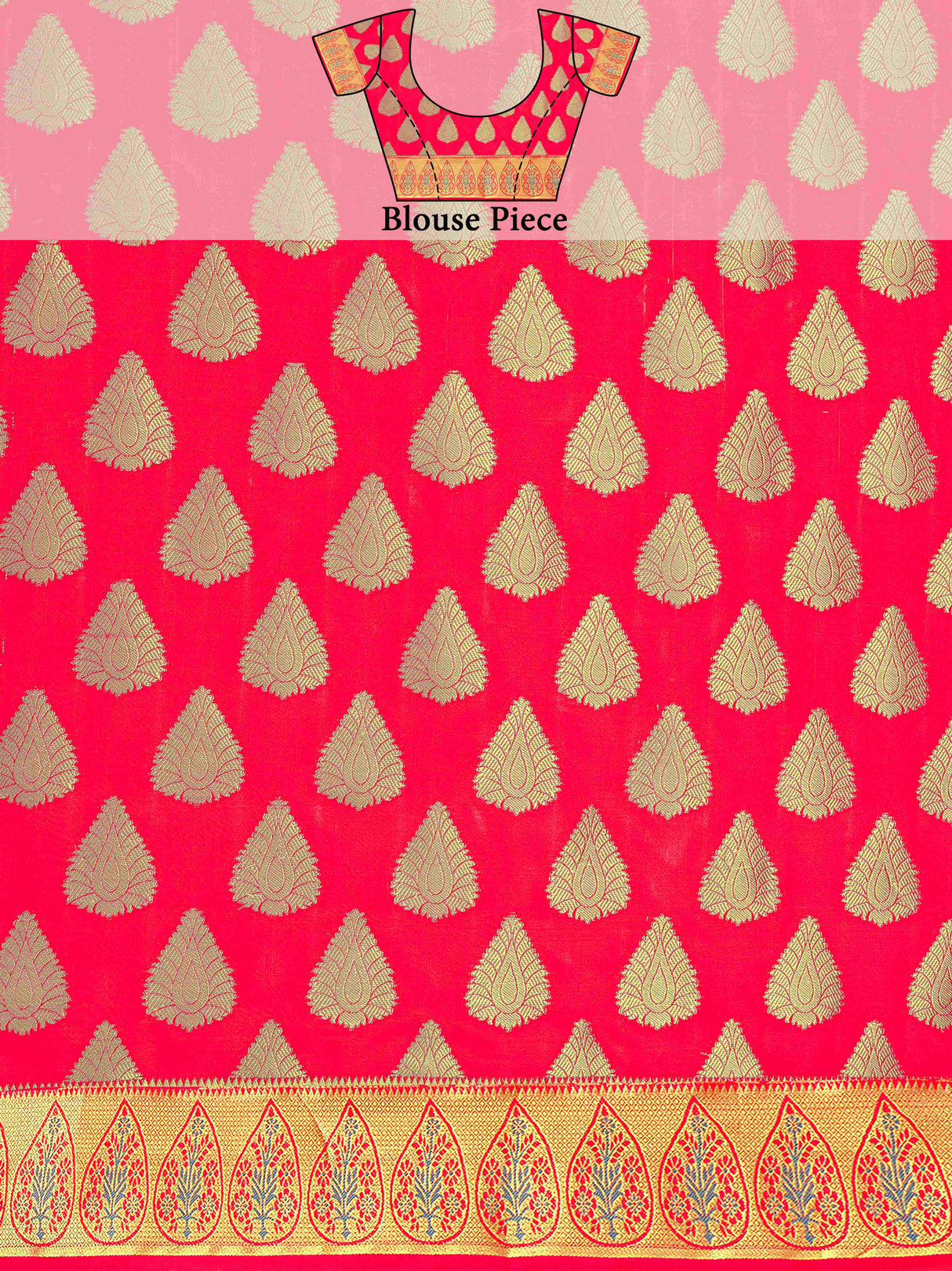 Mimosa Womens Art Silk Saree Kanjivaram Strawberry Color