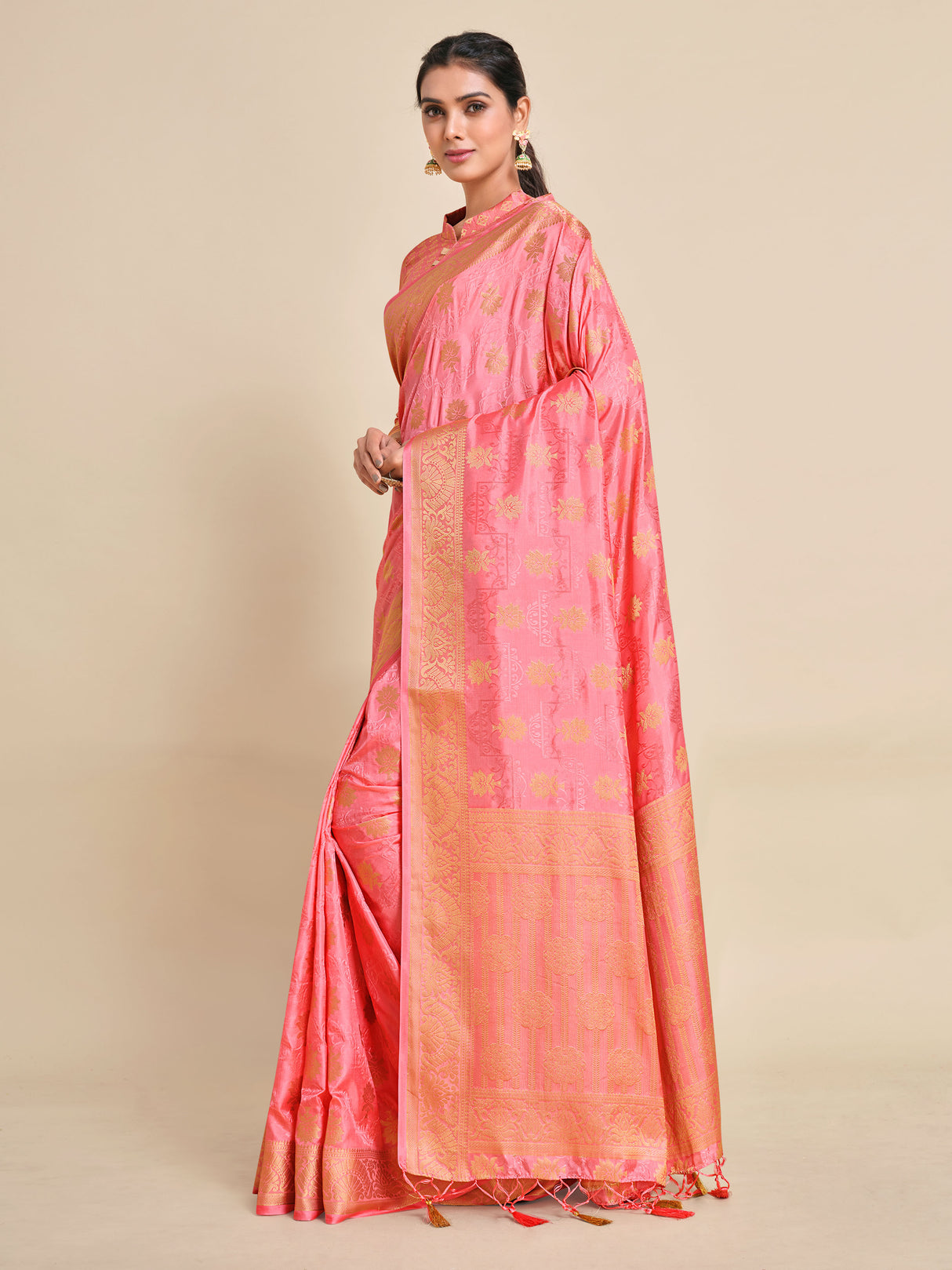 Mimosa Womens Art Silk Saree Kanjivaram Gajjari Color