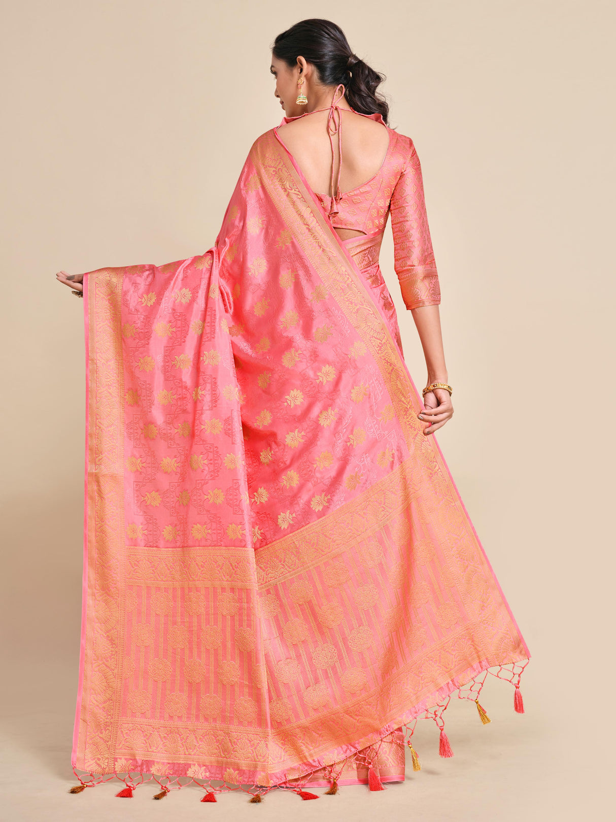 Mimosa Womens Art Silk Saree Kanjivaram Gajjari Color