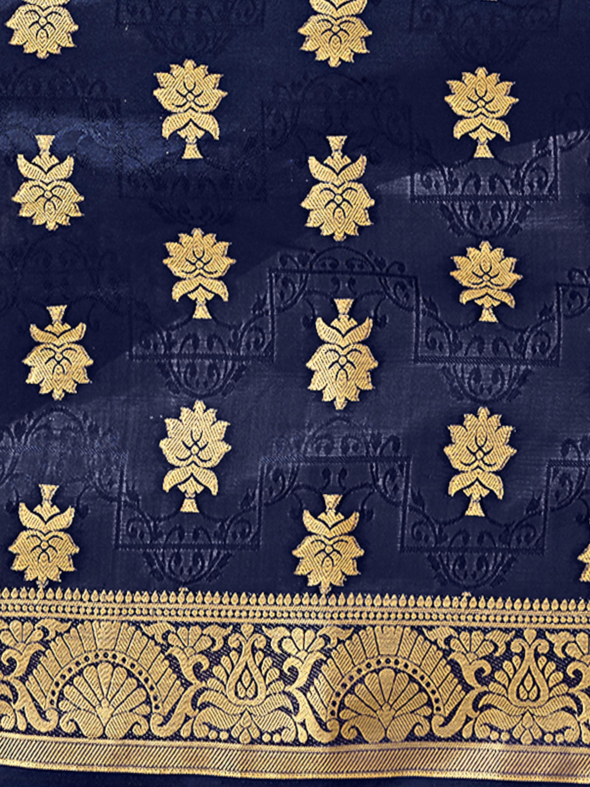 Mimosa Womens Art Silk Saree Kanjivaram Navy Blue Color