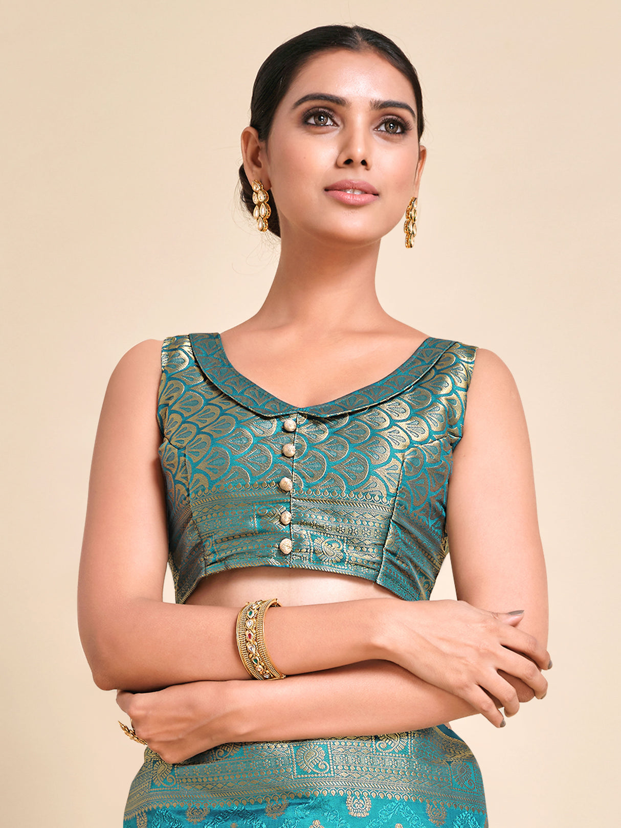 Mimosa Womens Art Silk Saree Kanjivaram Saffire Color