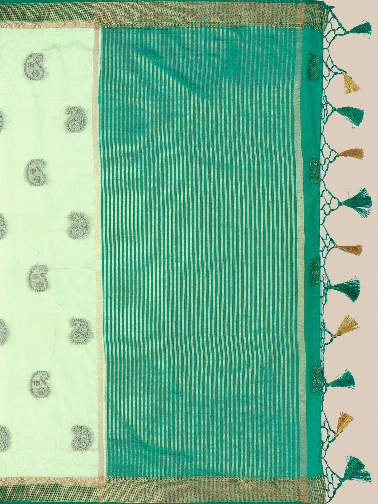 Mimosa Womens Art Silk Saree Kanjivaram style Halfwhite Color