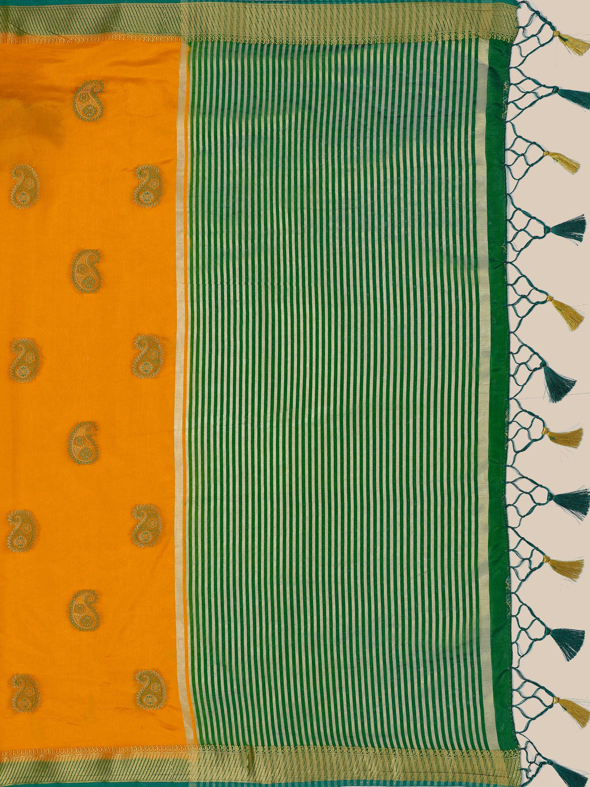 Mimosa Womens Art Silk Saree Kanjivaram style Mustard Color