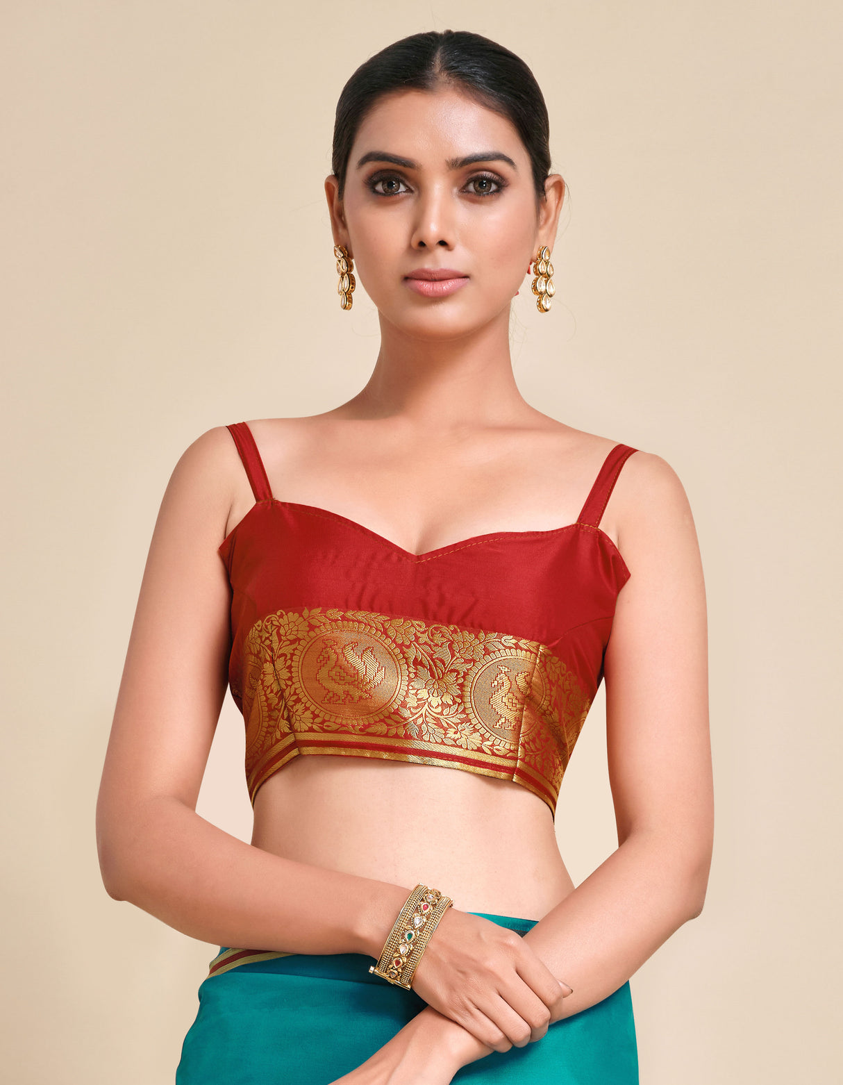 Mimosa Womens Crepe Saree Mysore Silk Saffire Color