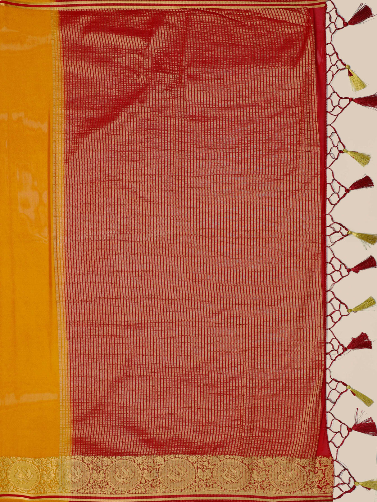 Mimosa Womens Crepe Saree Mysore Silk Mustard Color