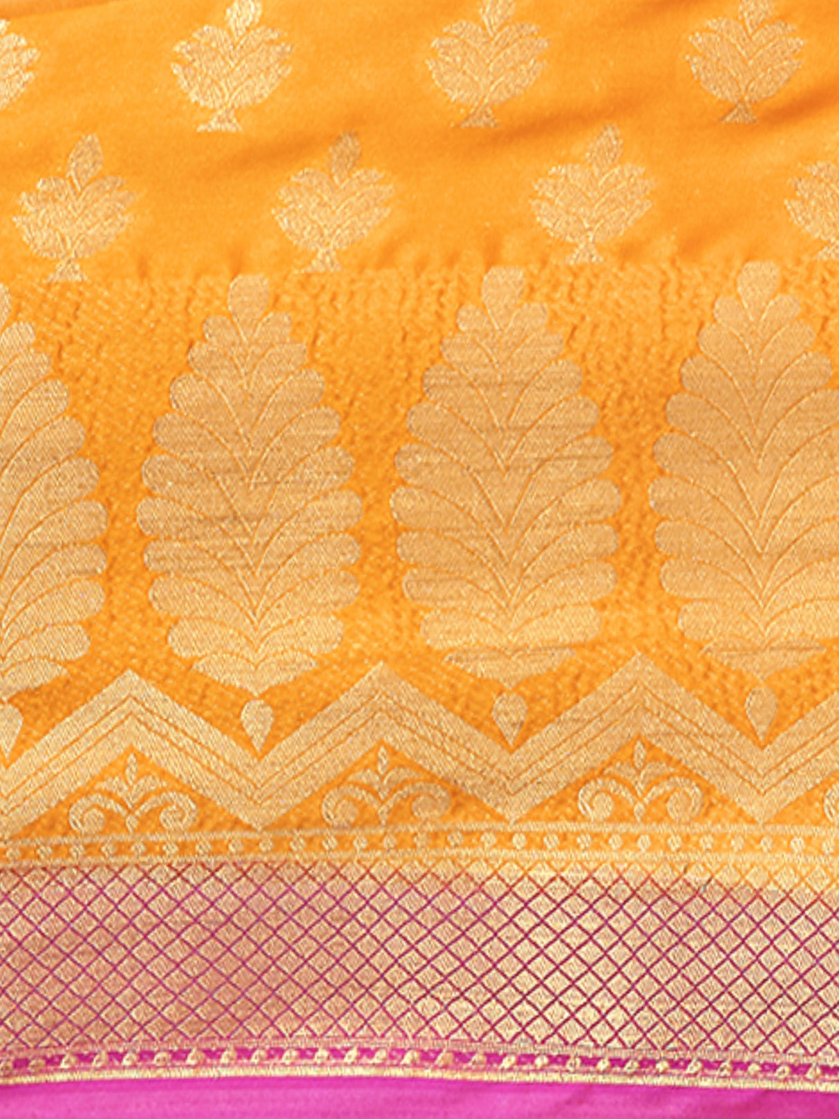 Mimosa Womens Crepe Saree Mysore Silk Gold Color