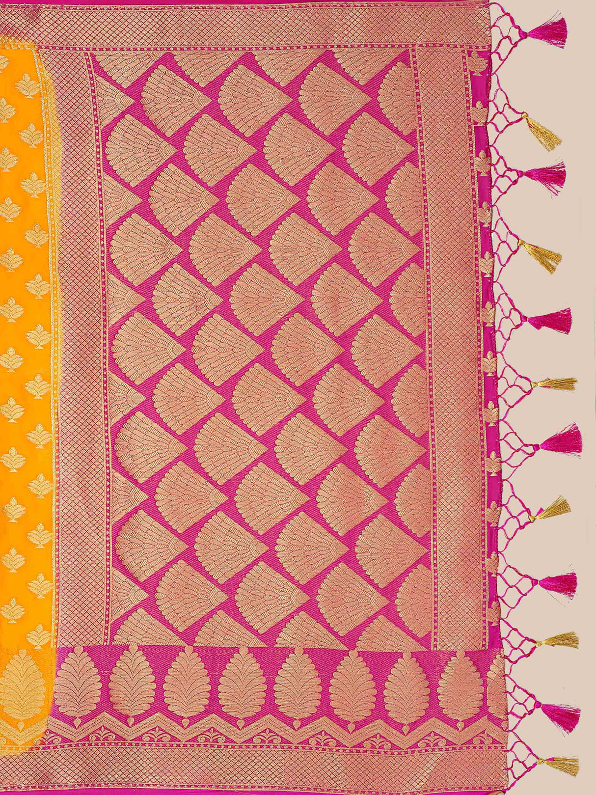 Mimosa Womens Crepe Saree Mysore Silk Gold Color