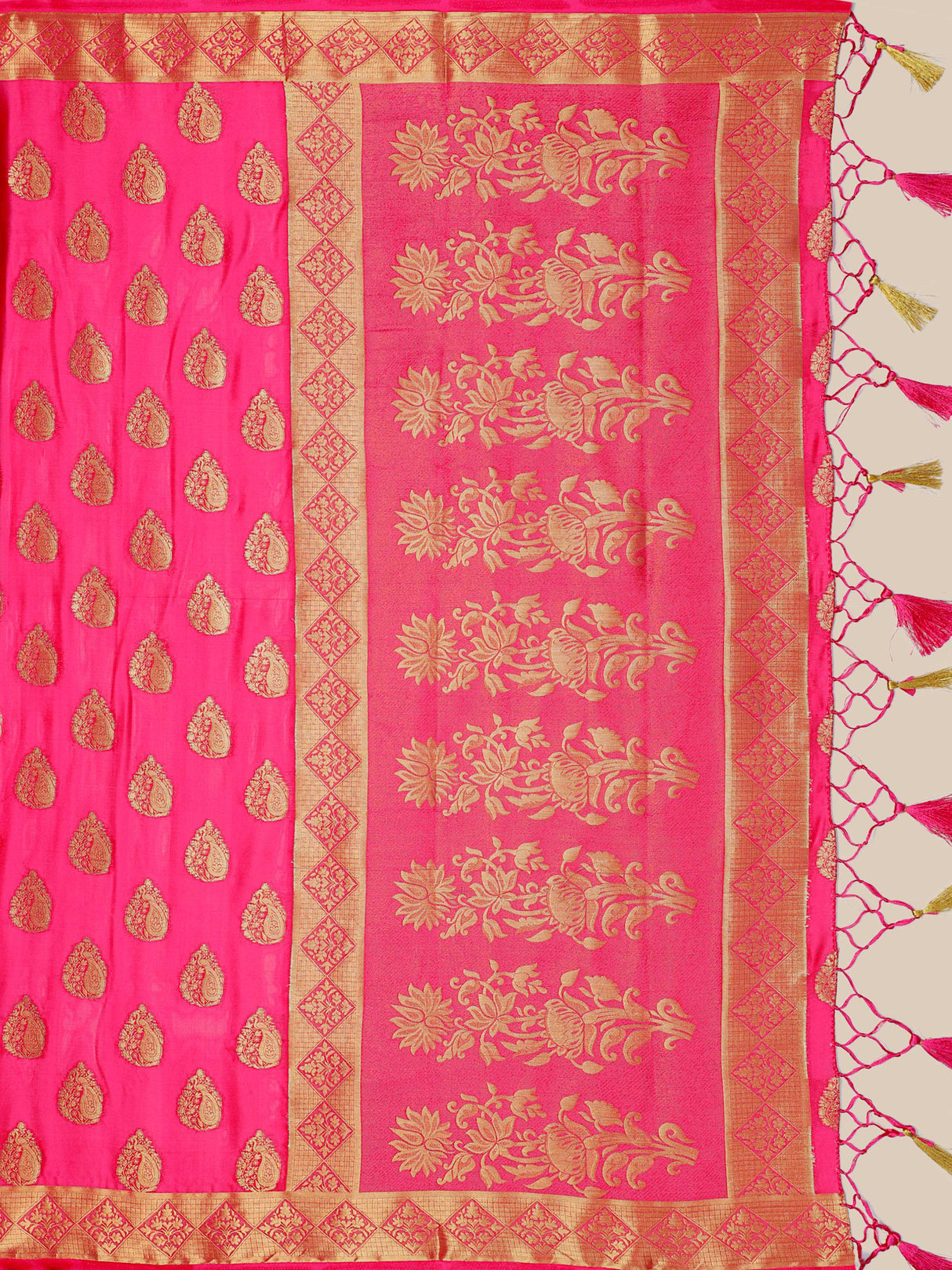 Mimosa Womens Crepe Saree Mysore Silk Gajjari Color