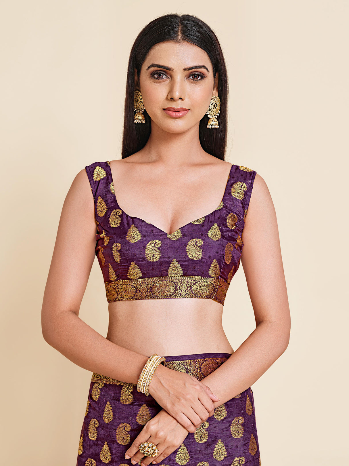 Mimosa Womens Art Silk Saree Kanjivaram Violet Color