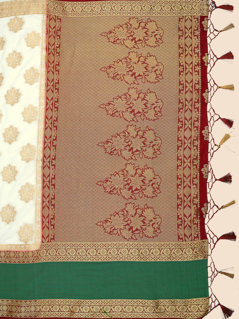 Mimosa Womens Art Silk Saree Kanjivaram Halfwhite Color