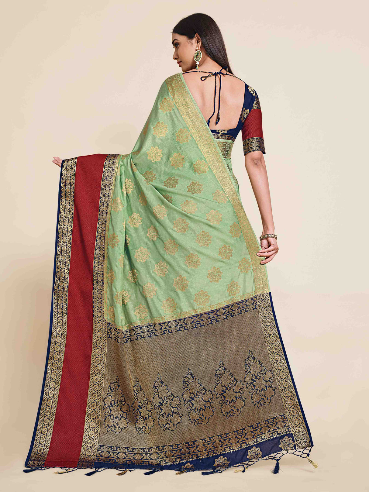 Mimosa Womens Art Silk Saree Kanjivaram Pista Color