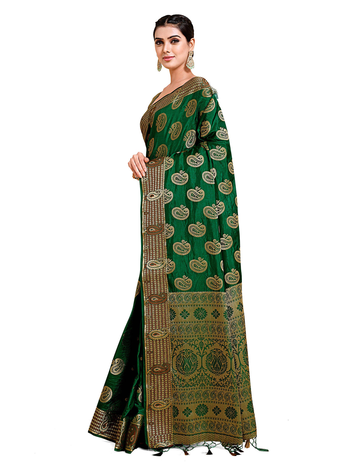 Mimosa Womens Art Silk Saree Kanjivaram Green Color