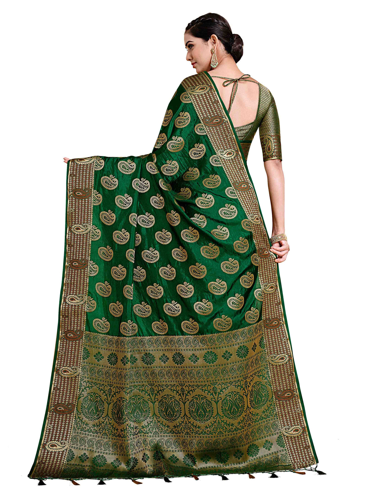Mimosa Womens Art Silk Saree Kanjivaram Green Color