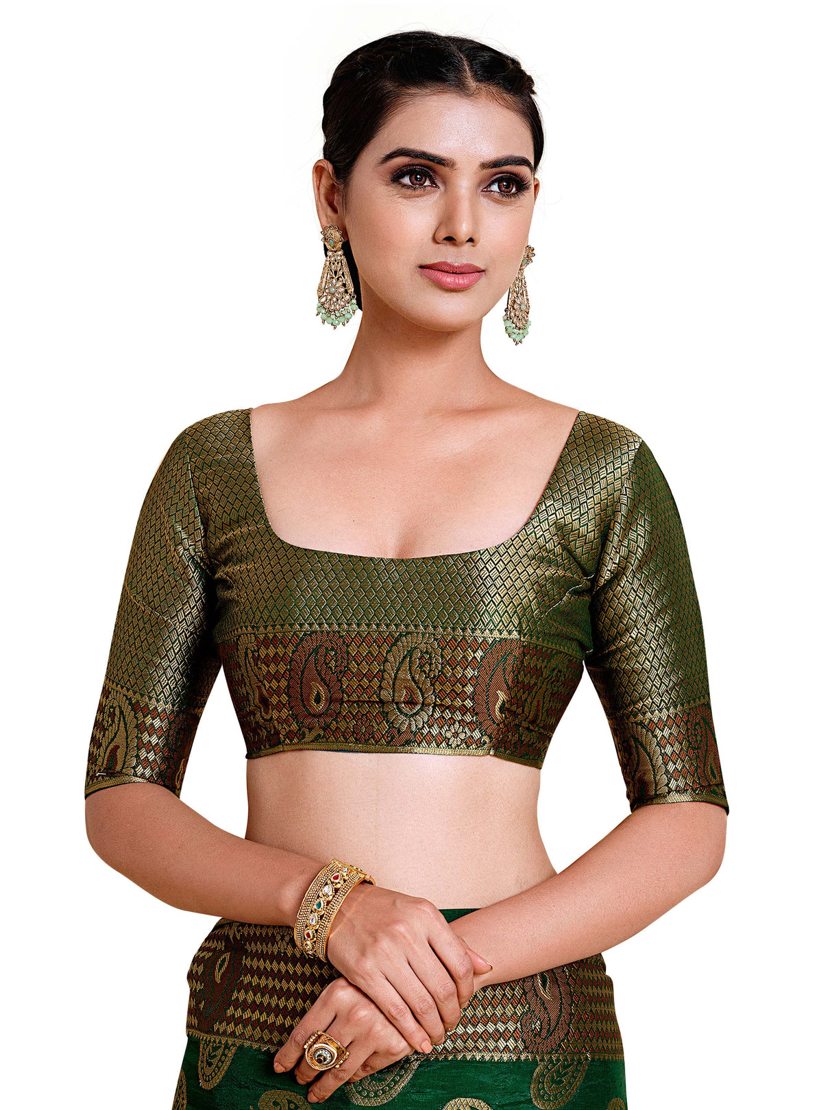 Mimosa Womens Art Silk Saree Kanjivaram Green Color