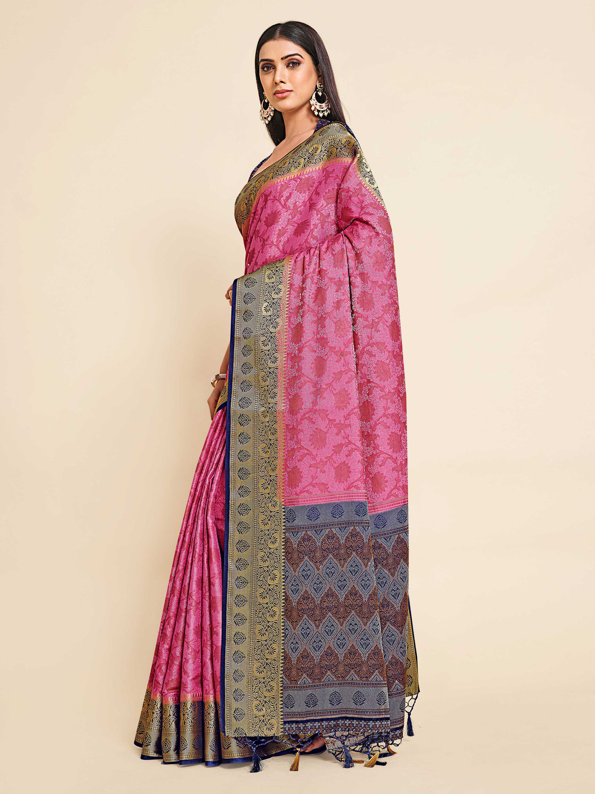 Mimosa Womens Art Silk Saree Kanjivaram Gajjari Color