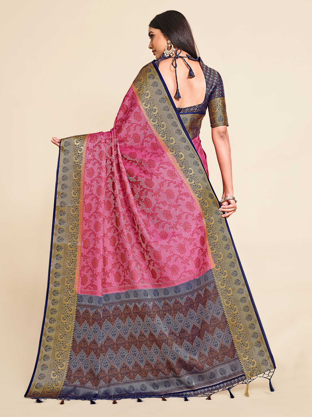 Mimosa Womens Art Silk Saree Kanjivaram Gajjari Color