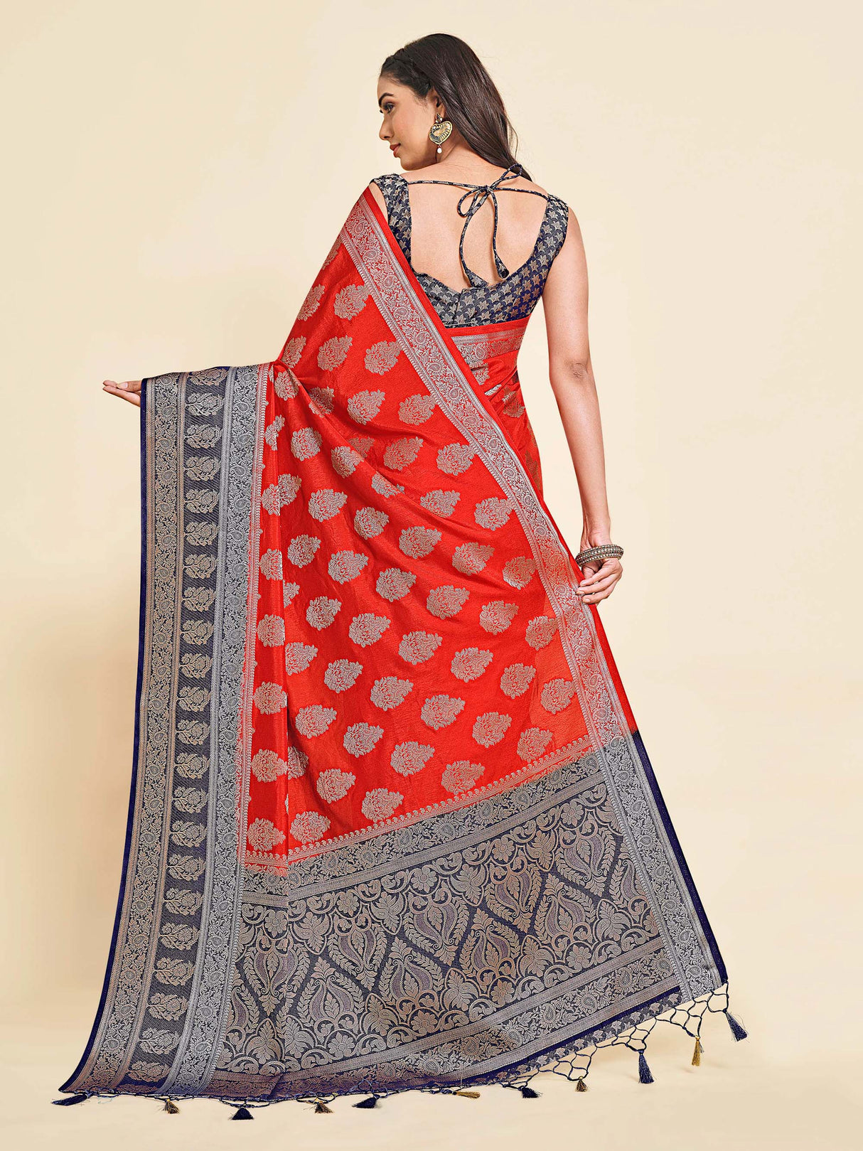 Mimosa Womens Art Silk Saree Kanjivaram Red Color