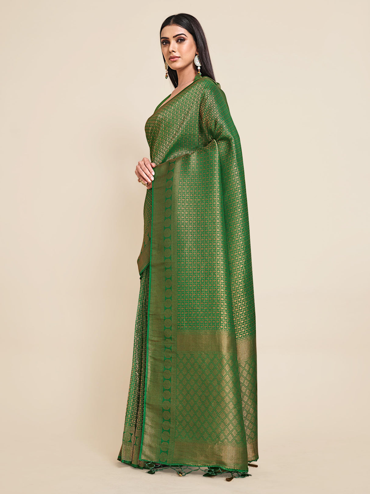 Mimosa Womens Art Silk Saree Kanjivaram Green Color