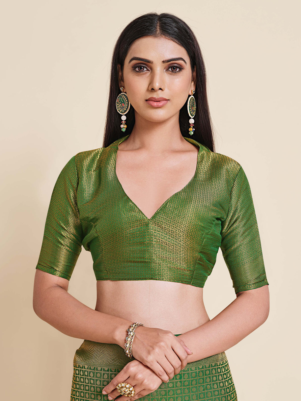 Mimosa Womens Art Silk Saree Kanjivaram Green Color