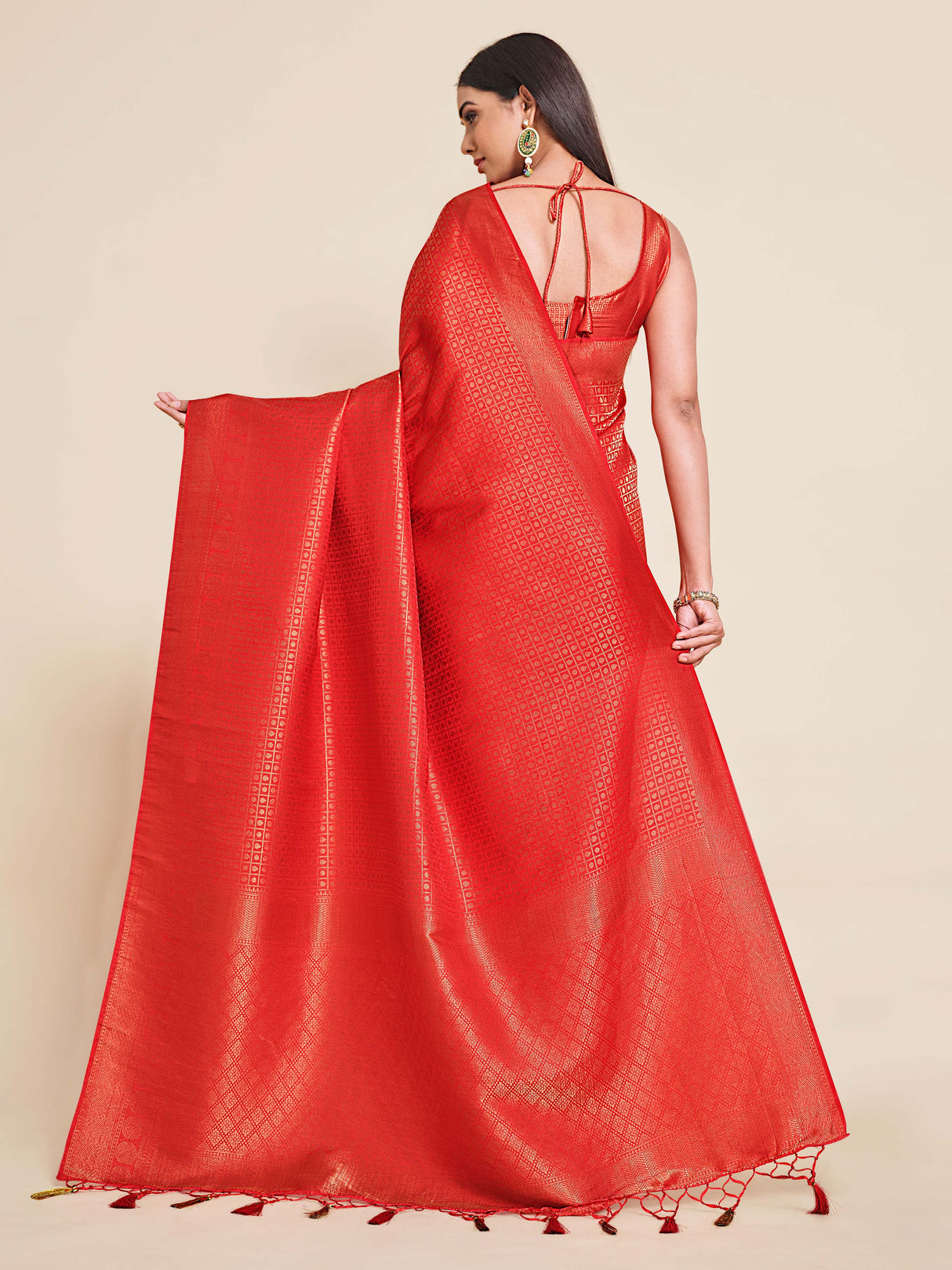 Mimosa Womens Art Silk Saree Kanjivaram Red Color