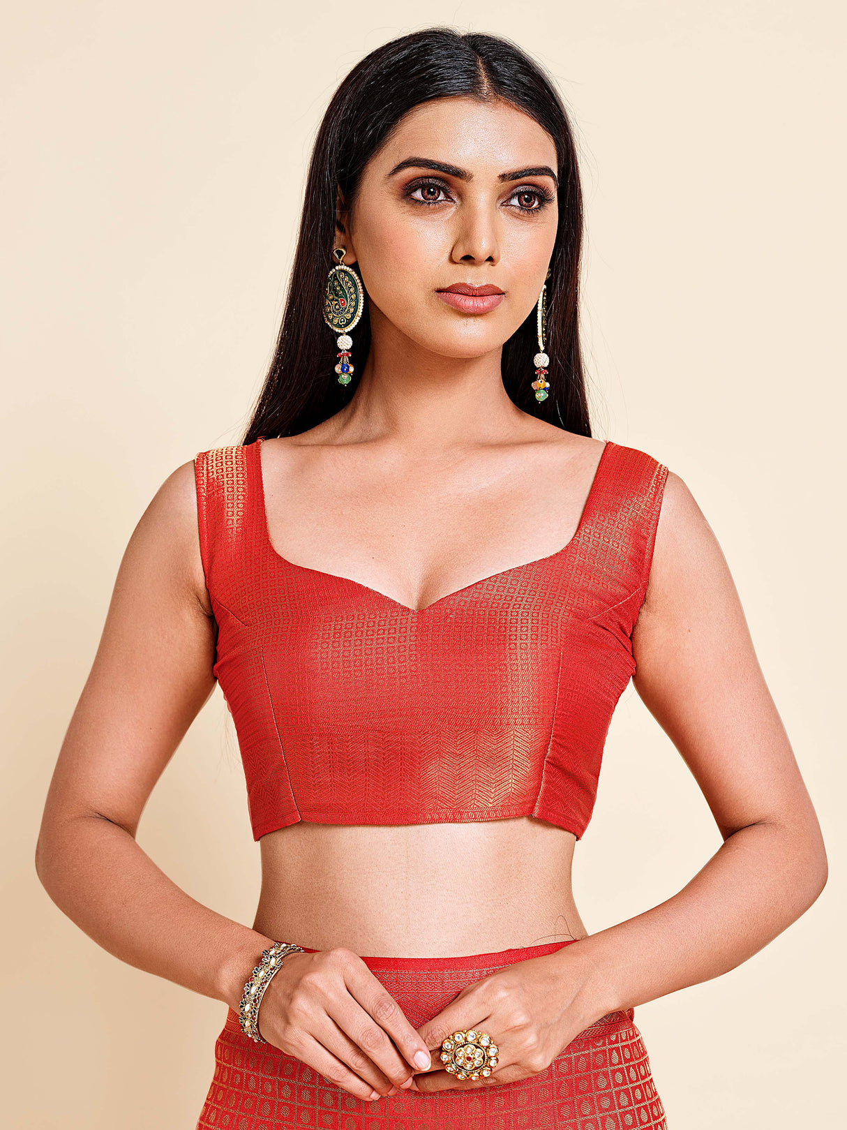 Mimosa Womens Art Silk Saree Kanjivaram Red Color