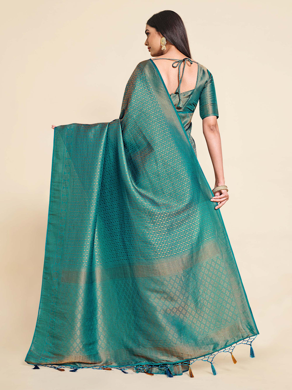 Mimosa Womens Art Silk Saree Kanjivaram Saffire Color