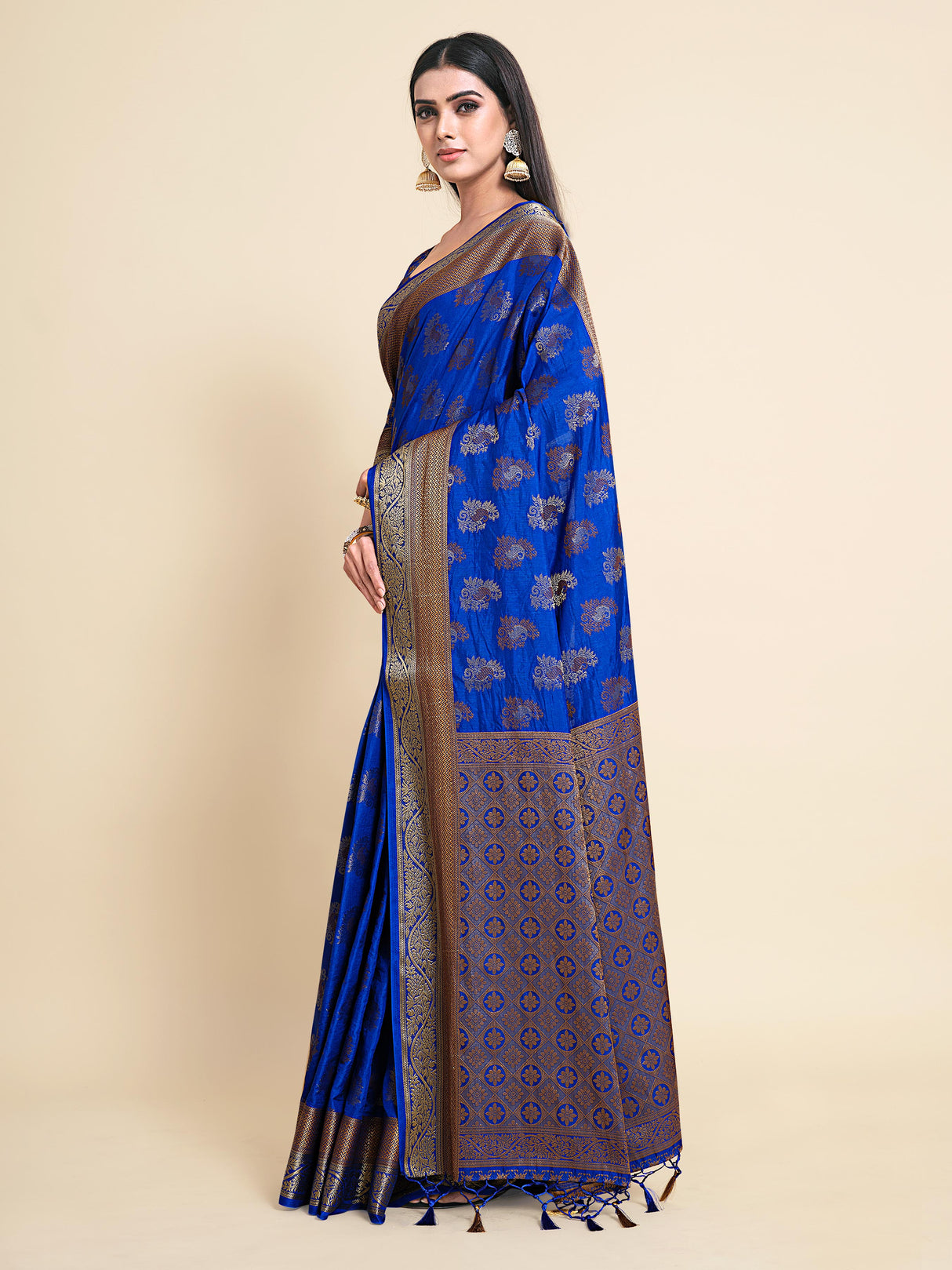 Mimosa Womens Art Silk Saree Kanjivaram Royal Blue Color