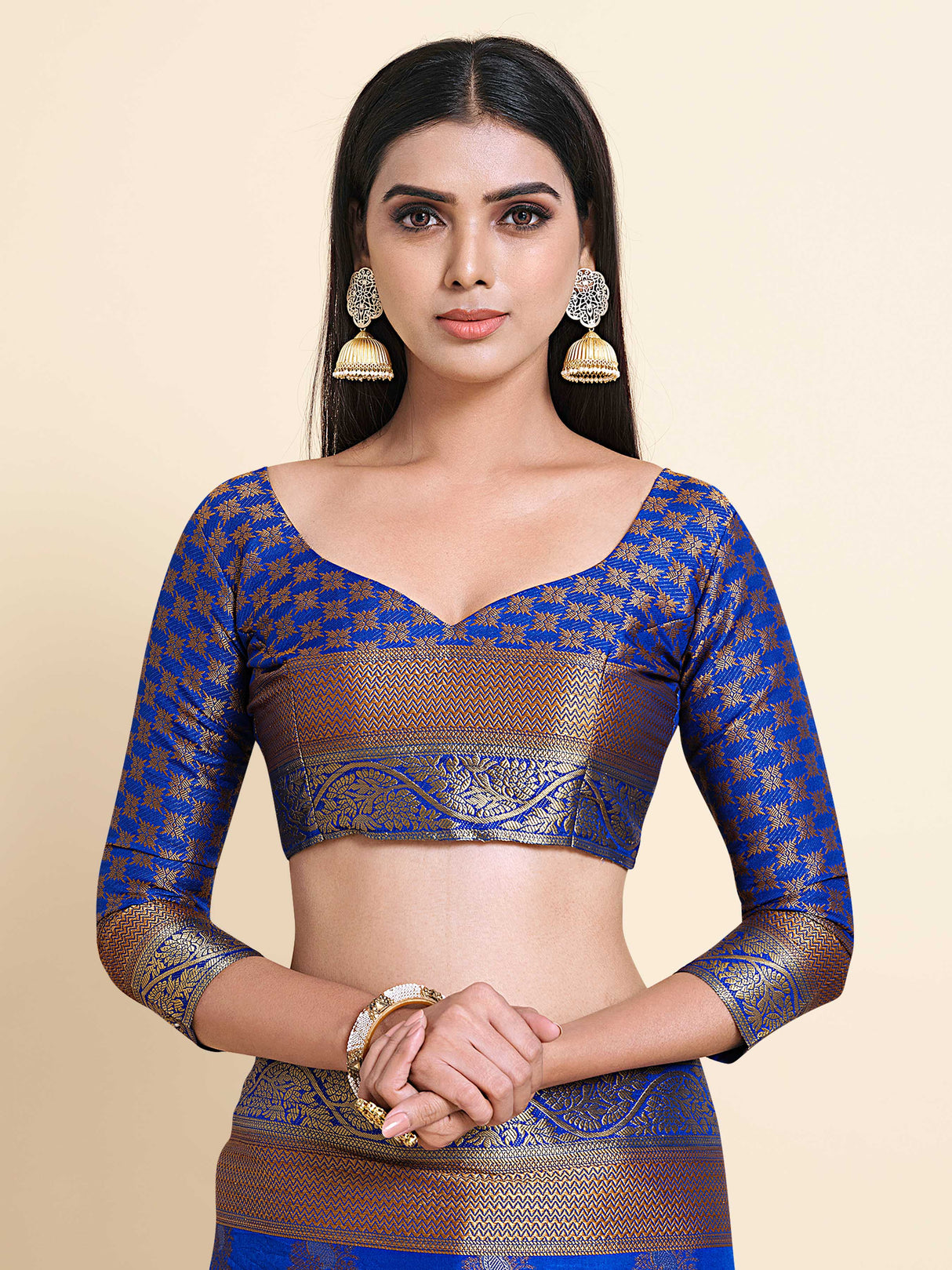 Mimosa Womens Art Silk Saree Kanjivaram Royal Blue Color