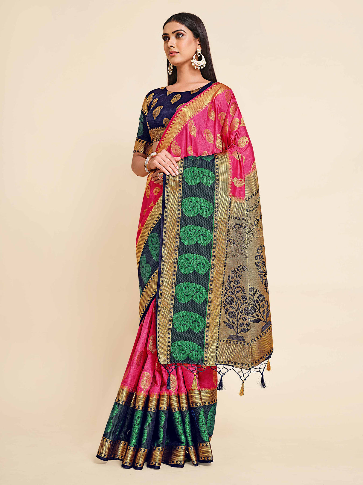 Mimosa Womens Art Silk Saree Kanjivaram Gajjari Color