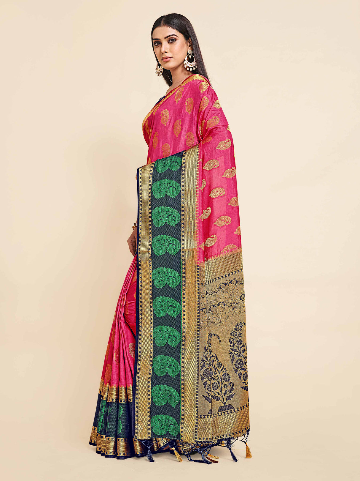 Mimosa Womens Art Silk Saree Kanjivaram Gajjari Color