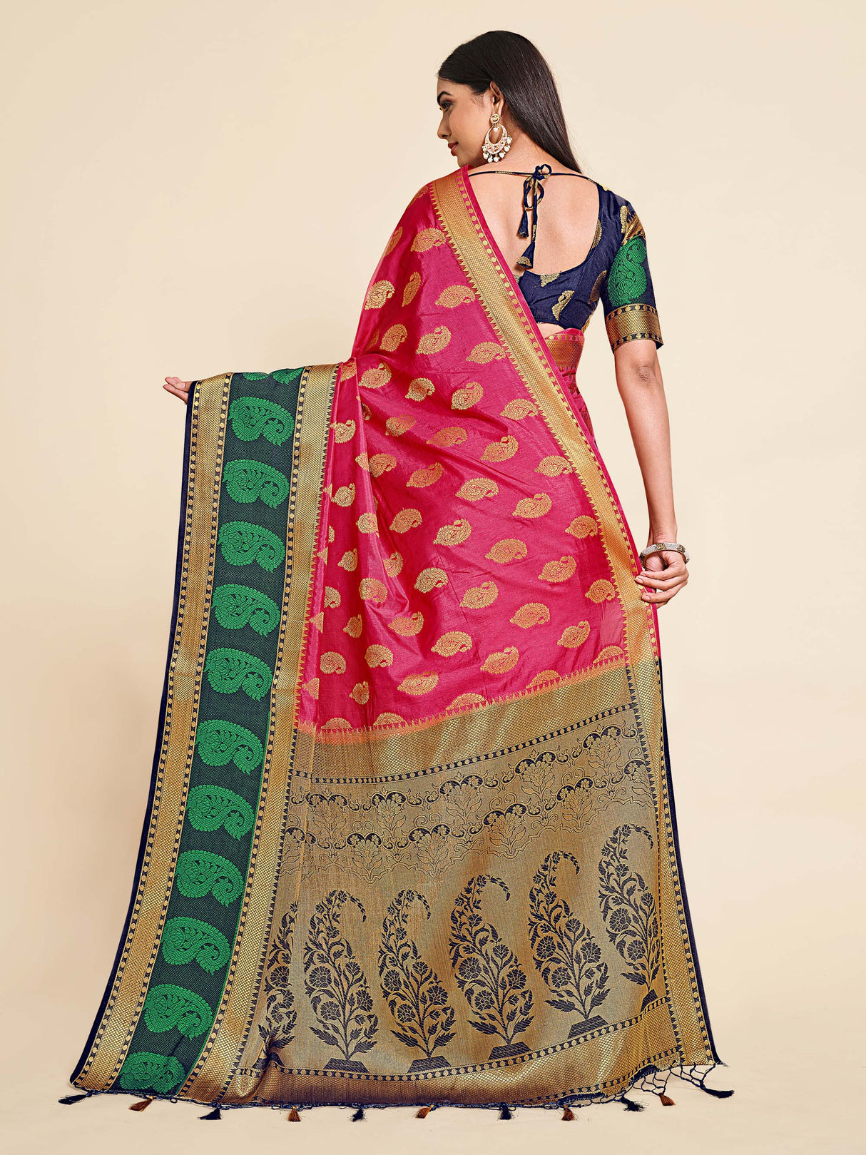 Mimosa Womens Art Silk Saree Kanjivaram Gajjari Color