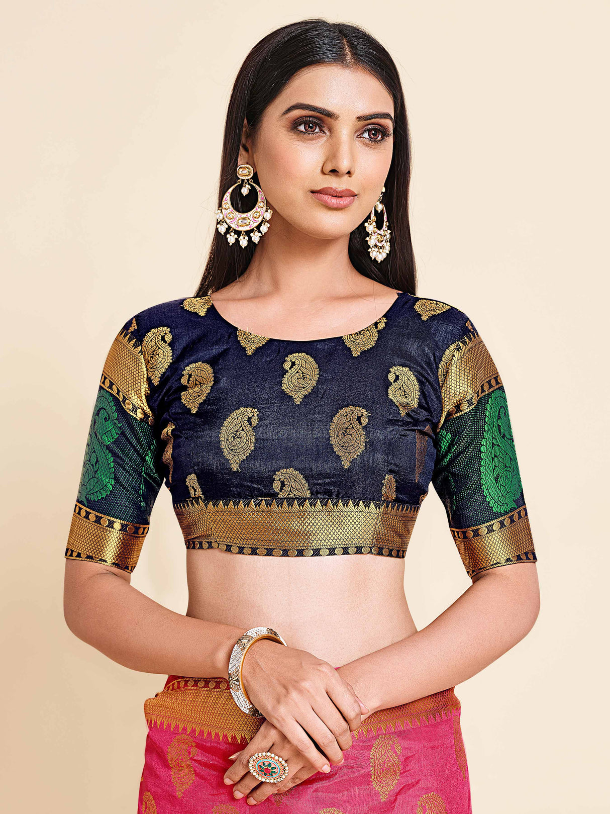 Mimosa Womens Art Silk Saree Kanjivaram Gajjari Color