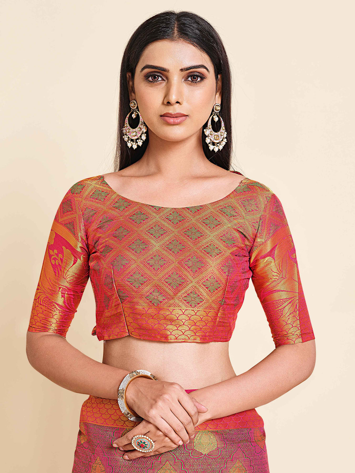 Mimosa Womens Art Silk Saree Kanjivaram Rani Color