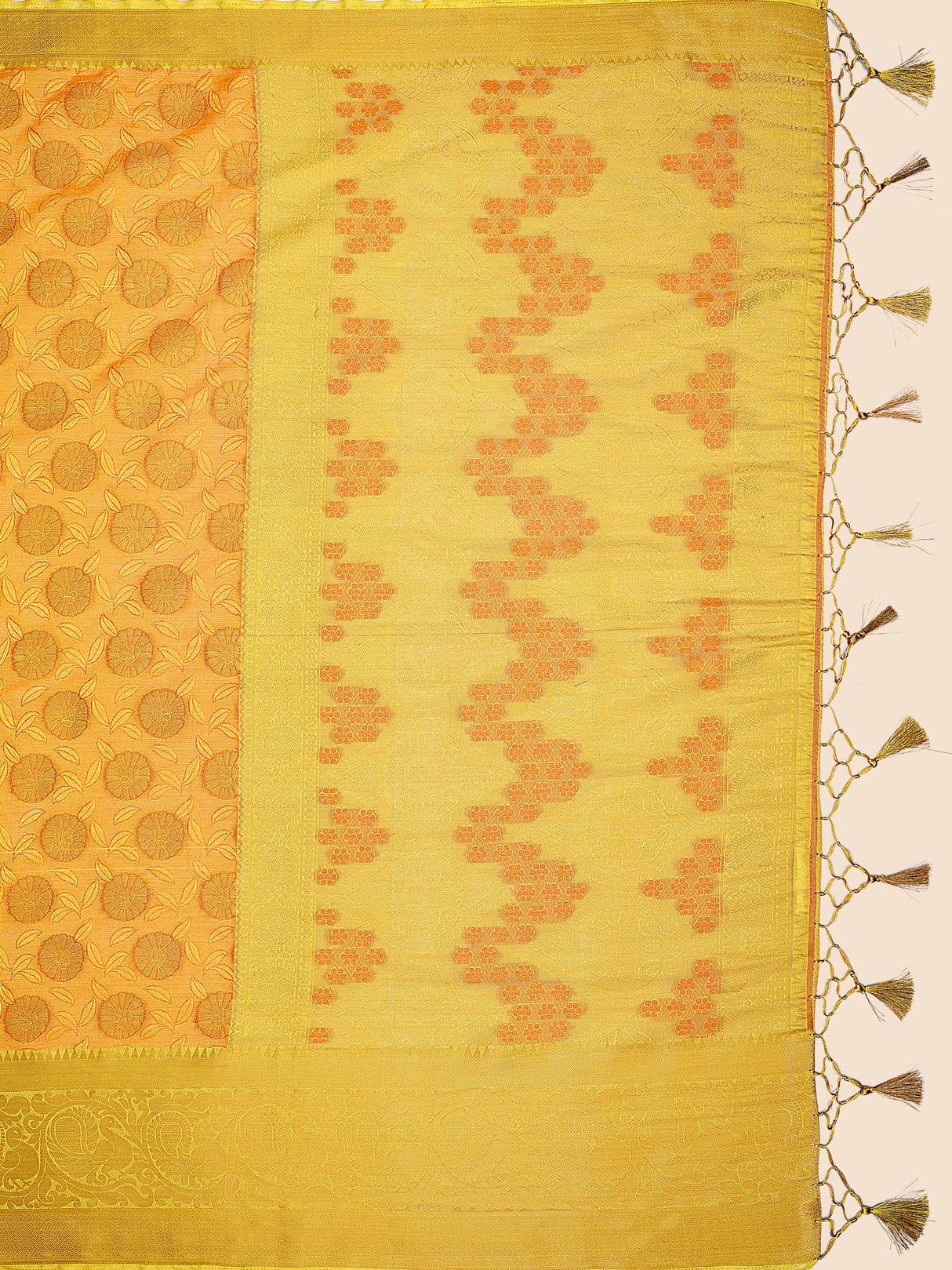 Mimosa Womens Art Silk Saree Kanjivaram Yellow Color