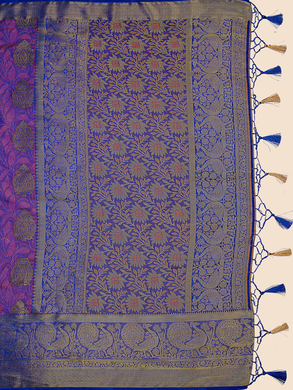 Mimosa Womens Art Silk Saree Kanjivaram Royal Blue Color