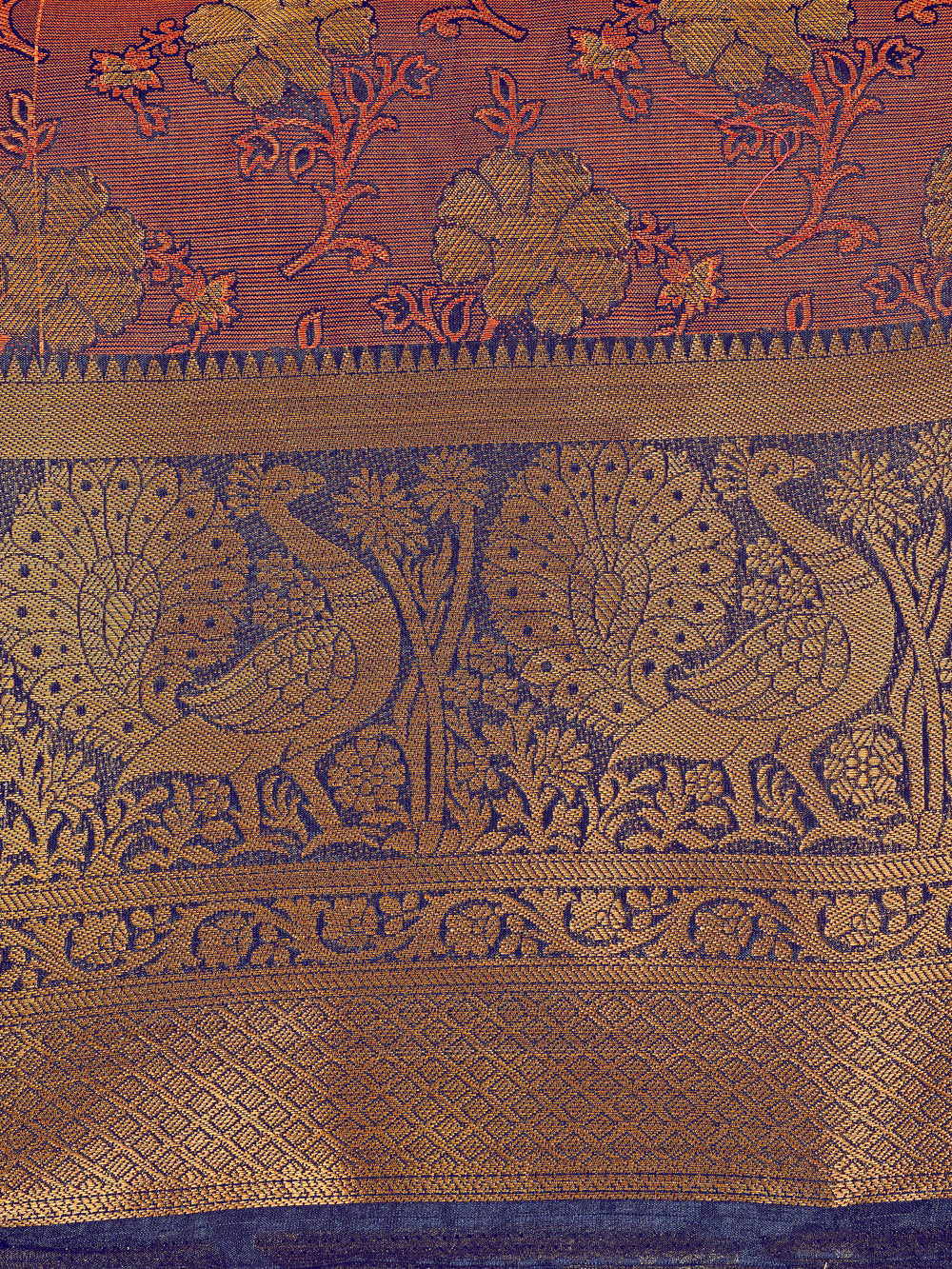 Mimosa Womens Art Silk Saree Kanjivaram Navy Blue Color