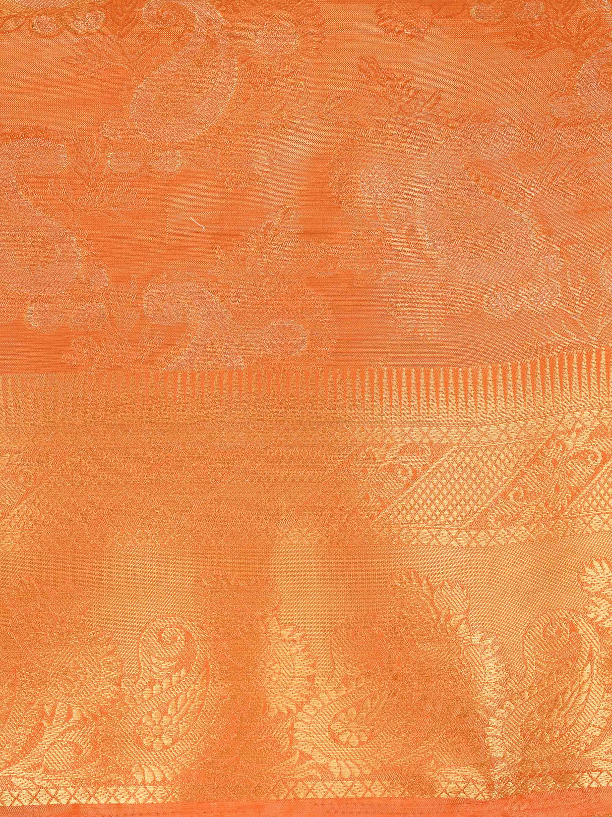Mimosa Womens Art Silk Saree Kanjivaram Orange Color