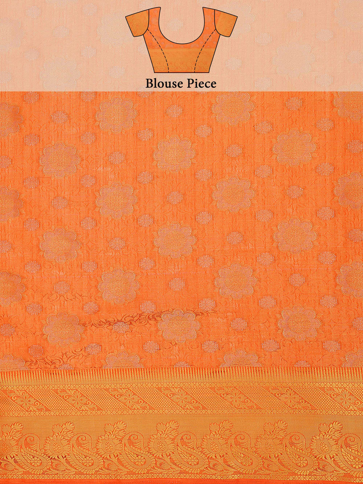 Mimosa Womens Art Silk Saree Kanjivaram Orange Color