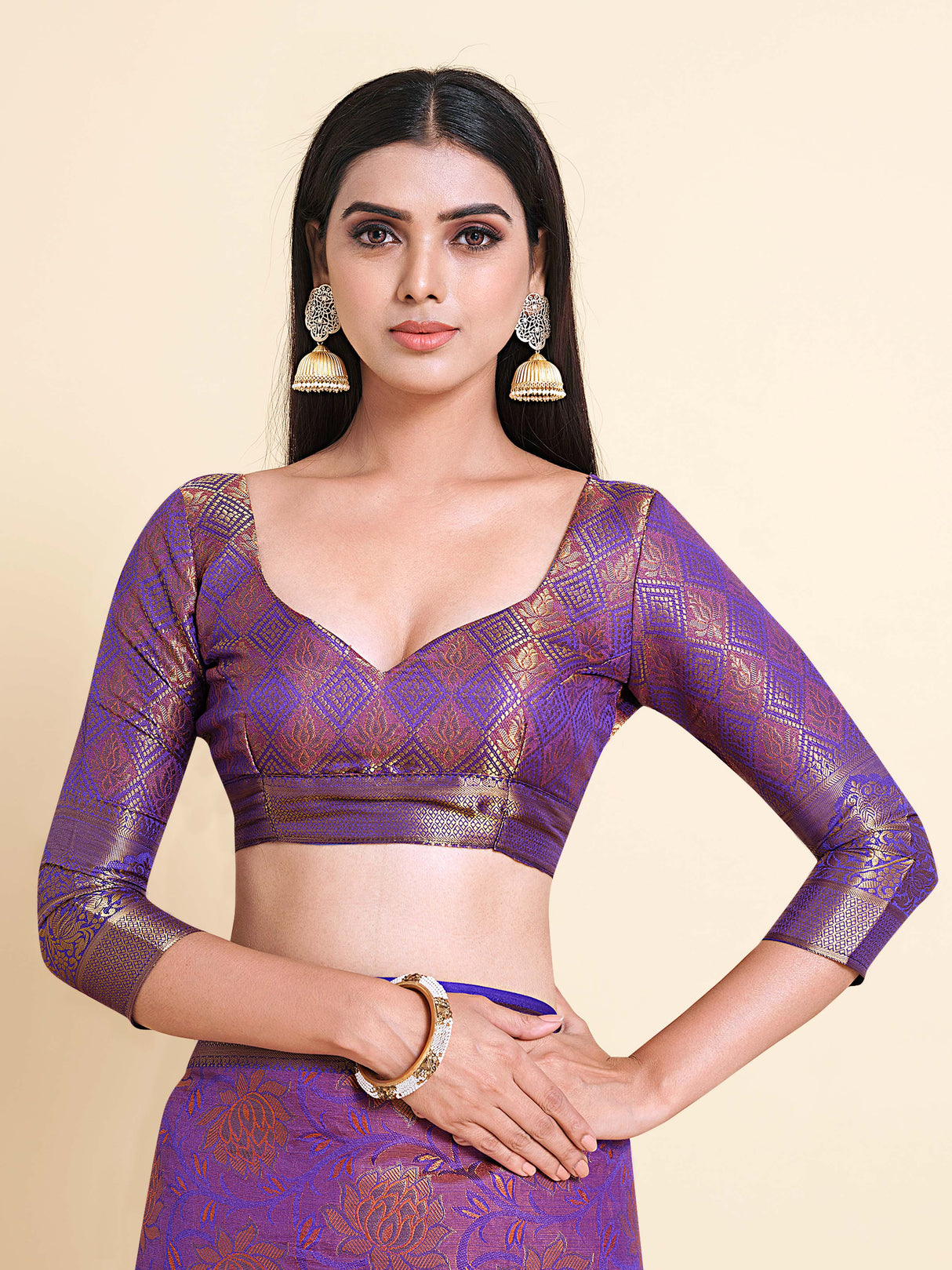 Mimosa Womens Art Silk Saree Kanjivaram Royal Blue Color