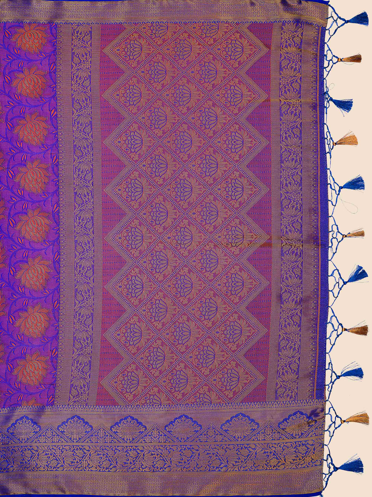 Mimosa Womens Art Silk Saree Kanjivaram Royal Blue Color