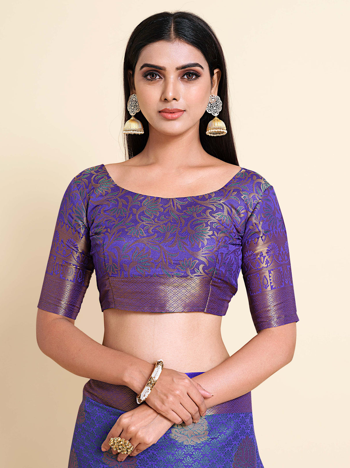 Mimosa Womens Art Silk Saree Kanjivaram Royal Blue Color