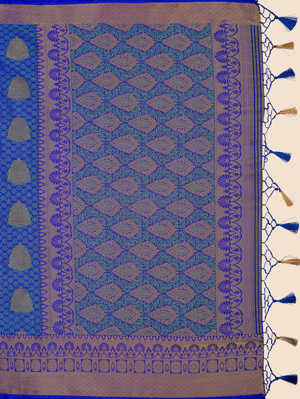 Mimosa Womens Art Silk Saree Kanjivaram Royal Blue Color
