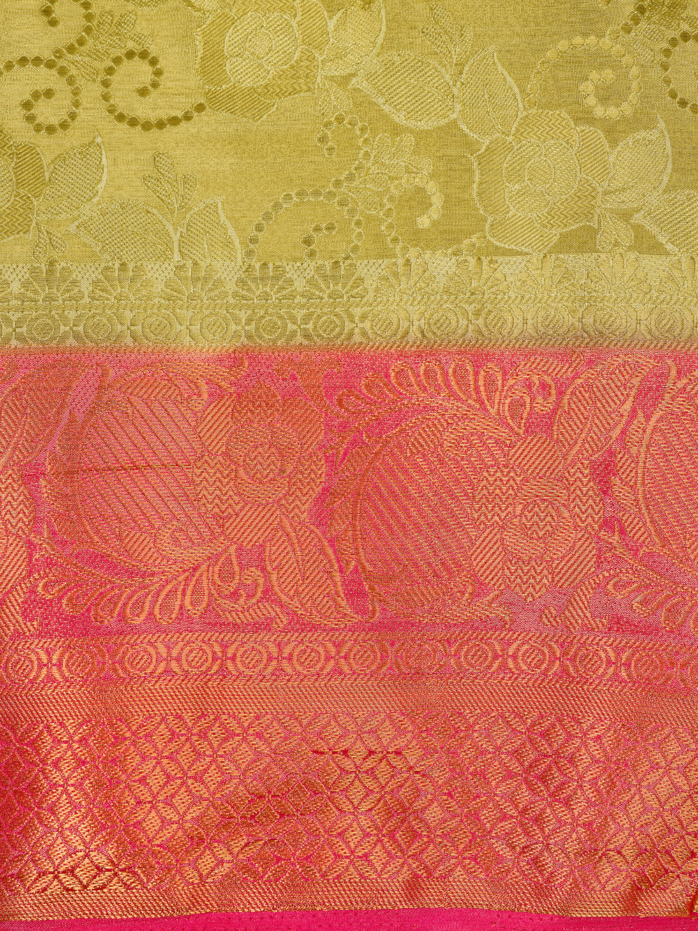 Mimosa Womens Art Silk Saree Kanjivaram Yellow Color