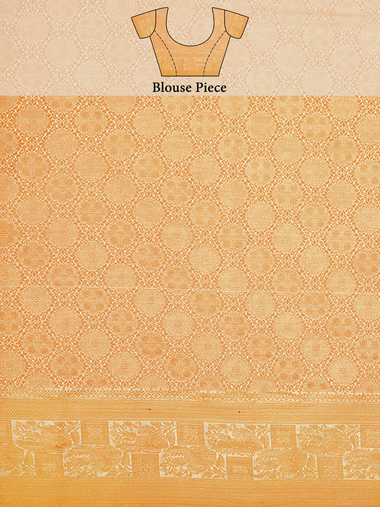 Mimosa Womens Art Silk Saree Kanjivaram Orange Color