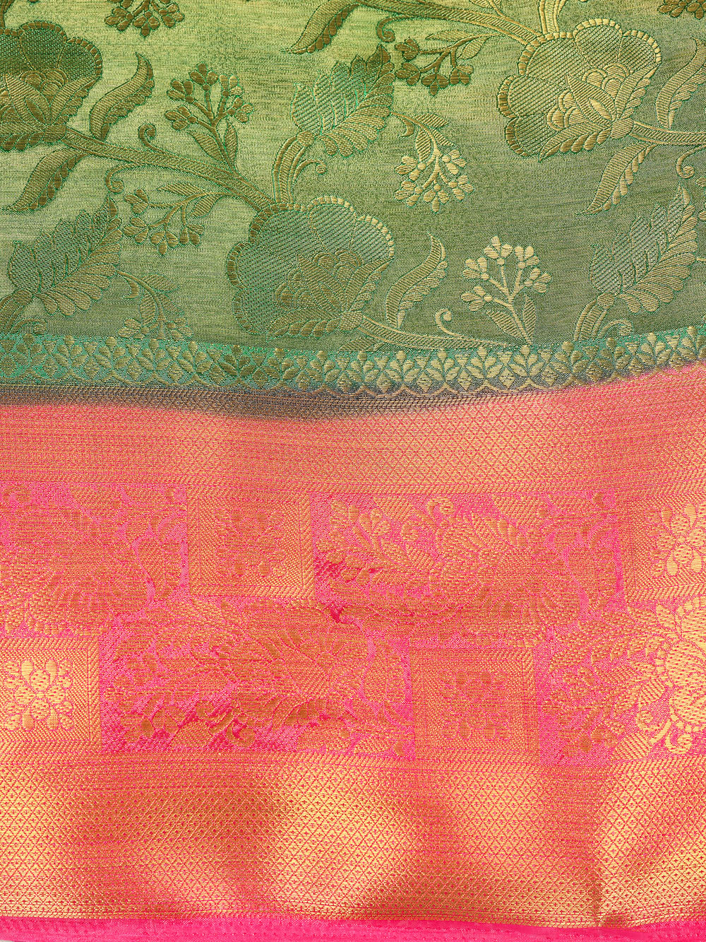 Mimosa Womens Art Silk Saree Kanjivaram Rama Color