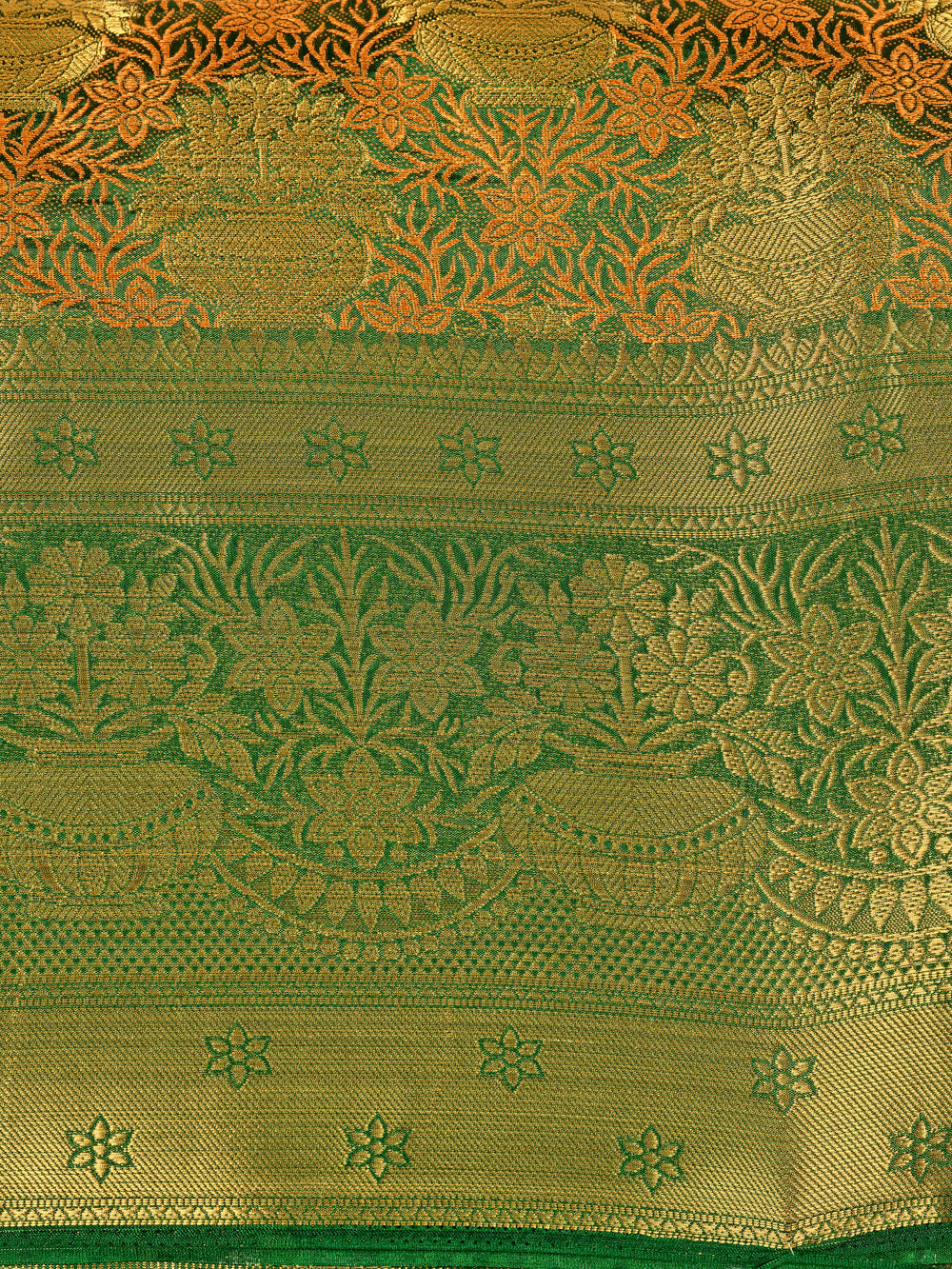 Mimosa Womens Art Silk Saree Kanjivaram Green Color
