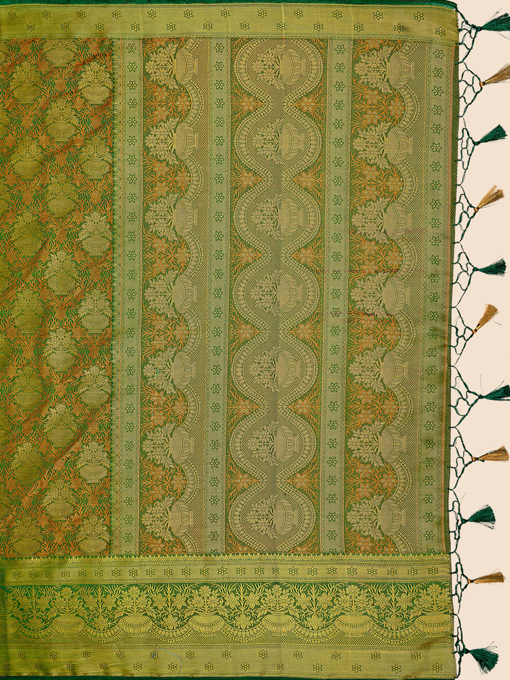 Mimosa Womens Art Silk Saree Kanjivaram Green Color