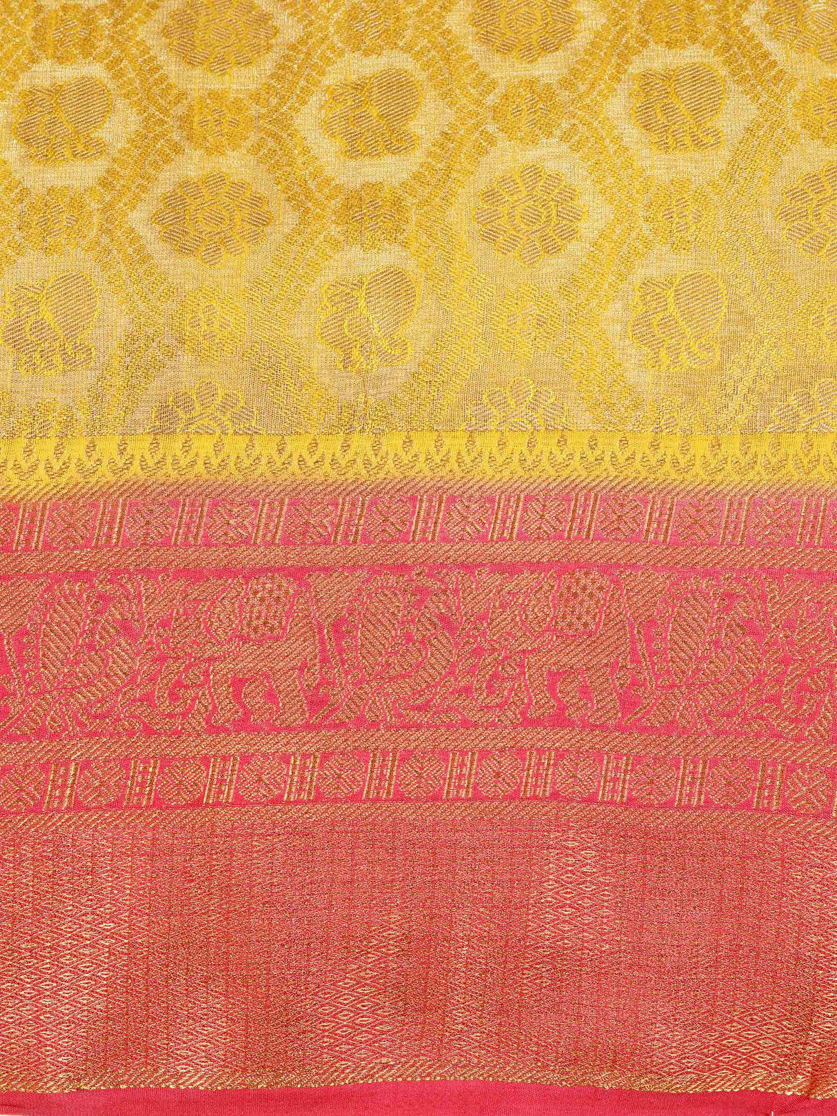 Mimosa Womens Art Silk Saree Kanjivaram Gold Color