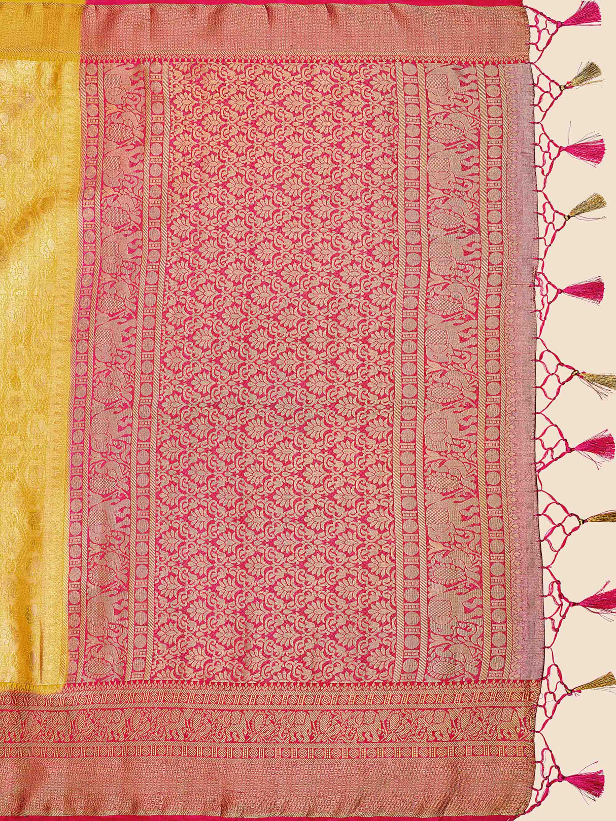 Mimosa Womens Art Silk Saree Kanjivaram Gold Color