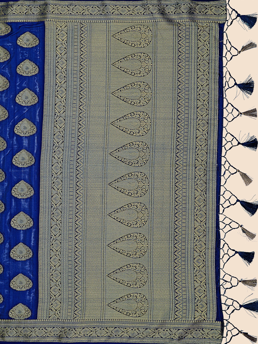 Mimosa Womens Crepe Saree Mysore Silk Navy Blue Color